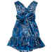 Alexis Dress Womens Small Cassara Blue Floral Mini Tie Back V Neck Chiffon
