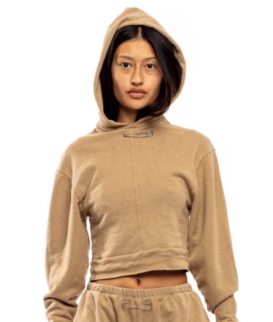 SAMI MIRO VINTAGE Mini Safety Pin Hoodie in Taupe XS