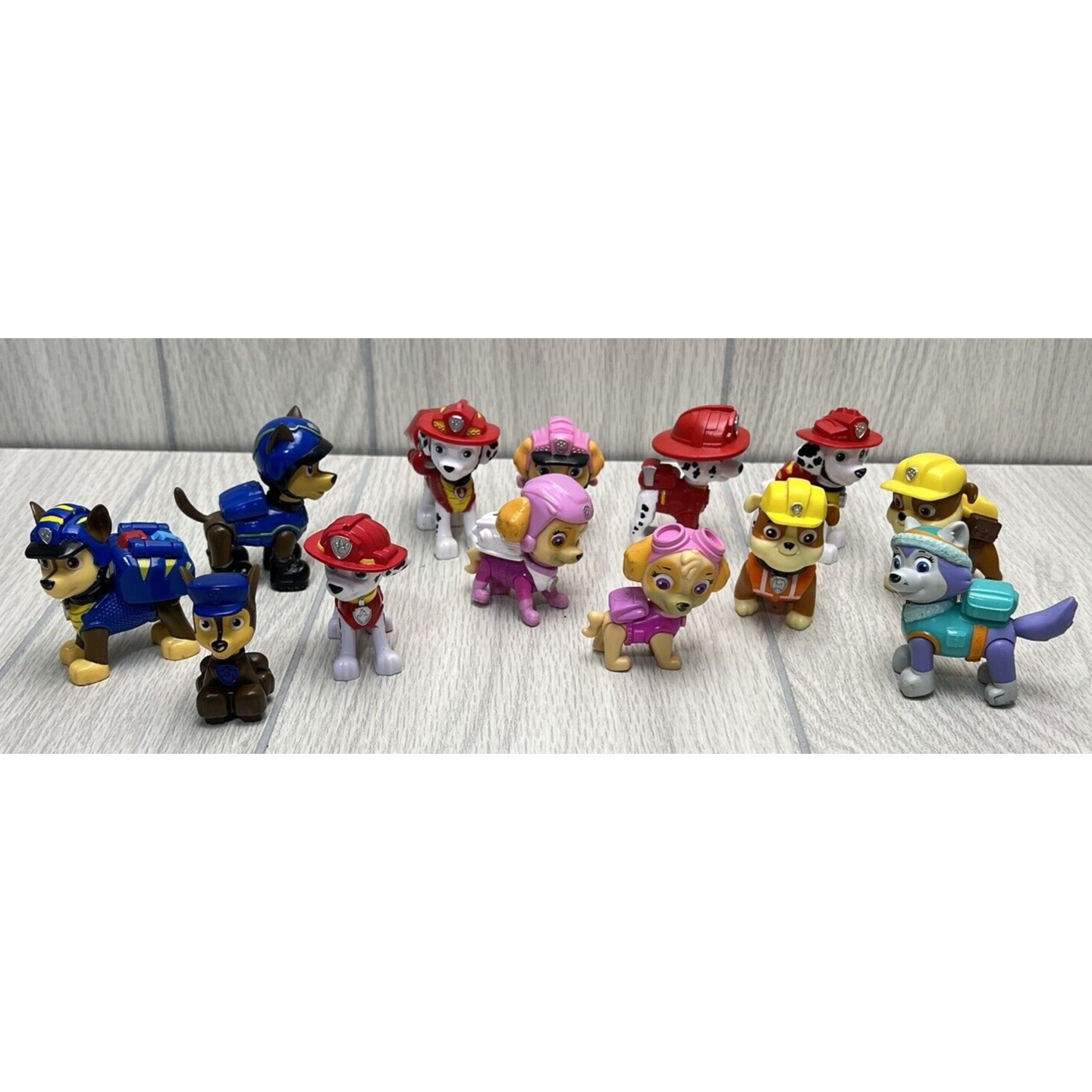 Paw Patrol Figure Lot - 13 Figures - Rubble Skye Marshall Everest Chase