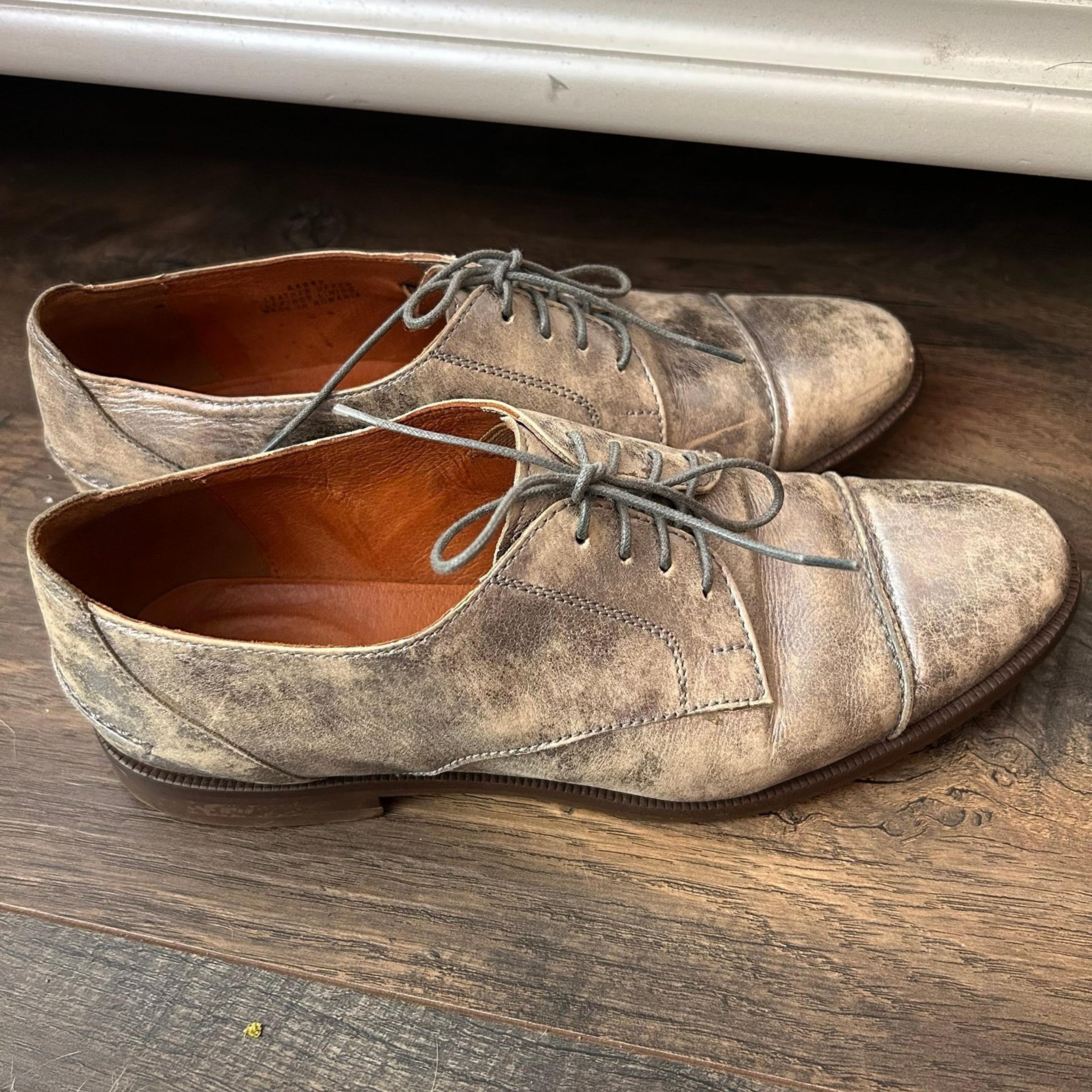 Madewell The Serge Leather Silver Metallic Lace Up Oxford Size 7