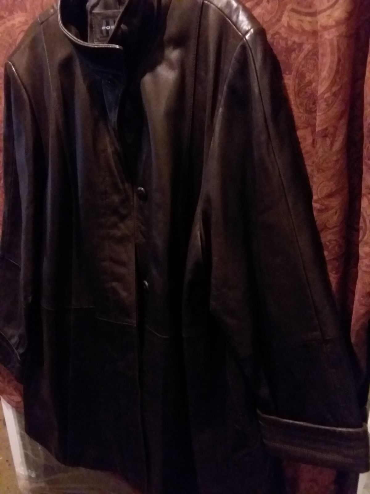 Portrait Women Leather Coat 2X,Brown.