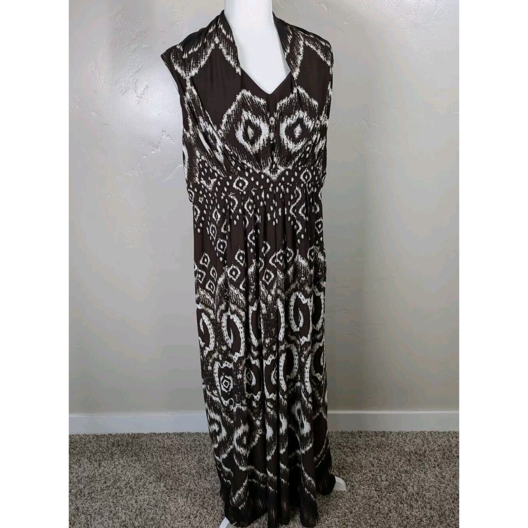 Chico’s Medallion Haze Morgan Maxi Stretchy Dress Brown, Sz2 (US 12)