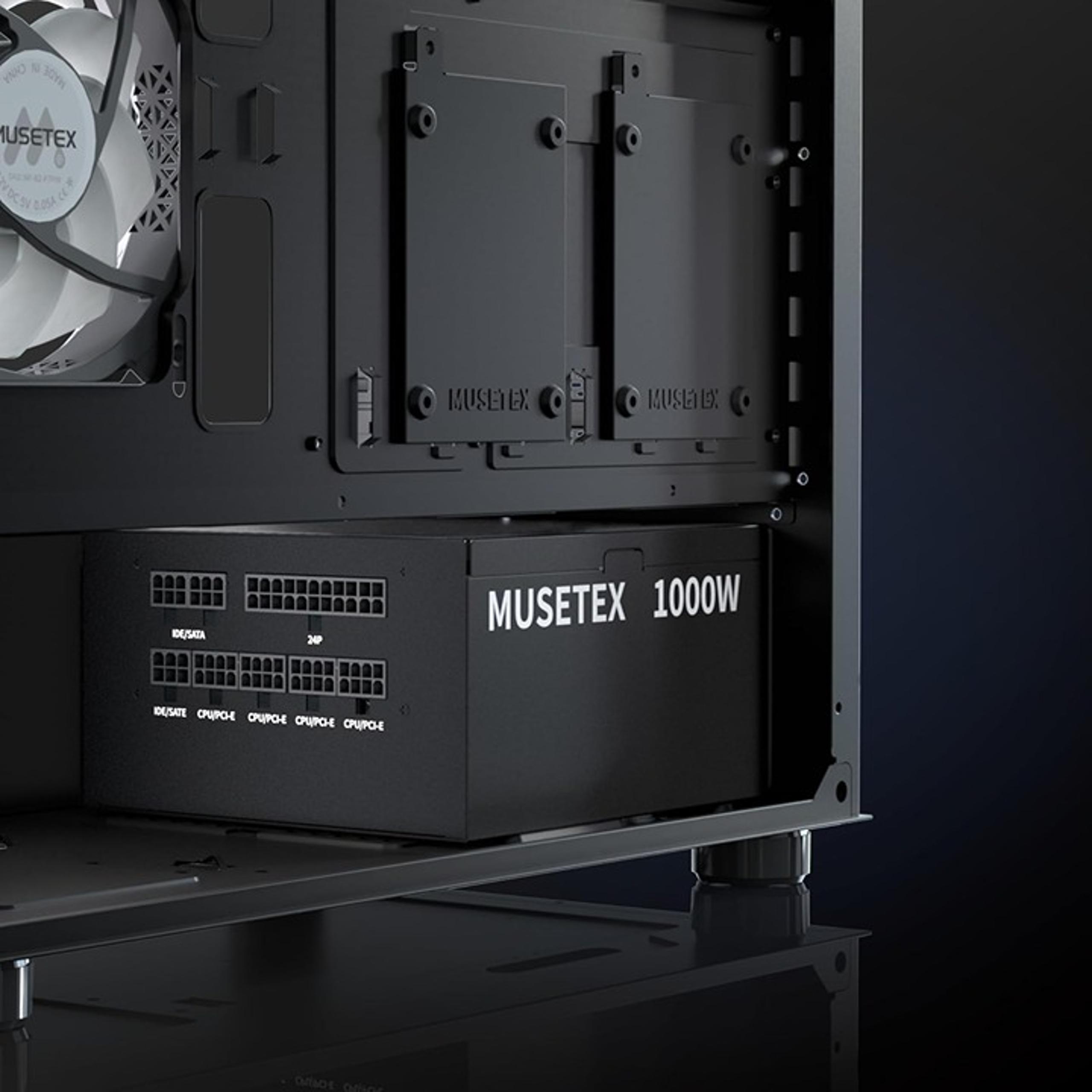 MUSETEX PC Power Supply 1000W, Full Modular ATX Power Supply, Multi Connectors C