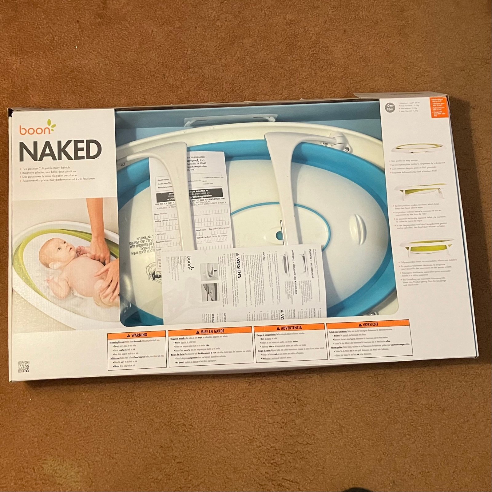 Boon Naked Collapsible Baby Newborn Bathtub 0m - 18m