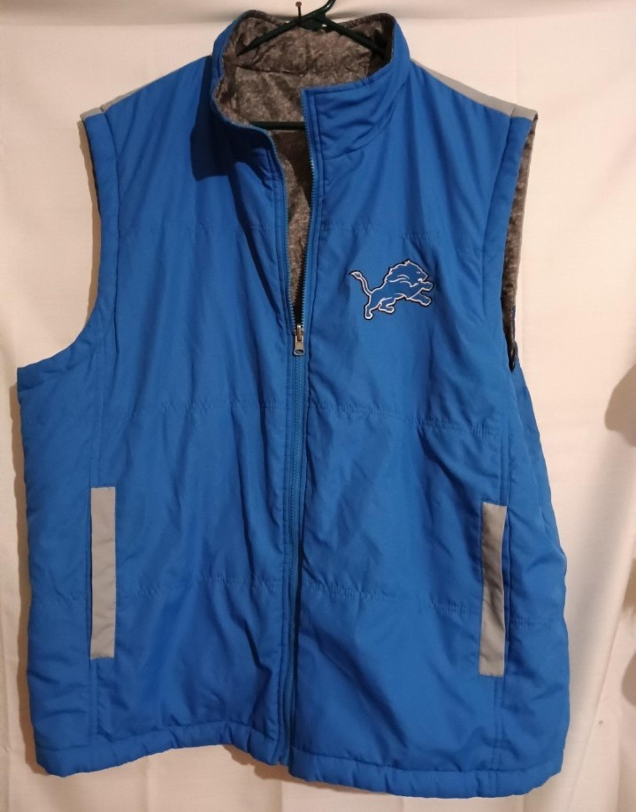 NFL Detroit Lions Football Full Zip Puffer Vest Reversible XXL 2Xl Men's Jacket