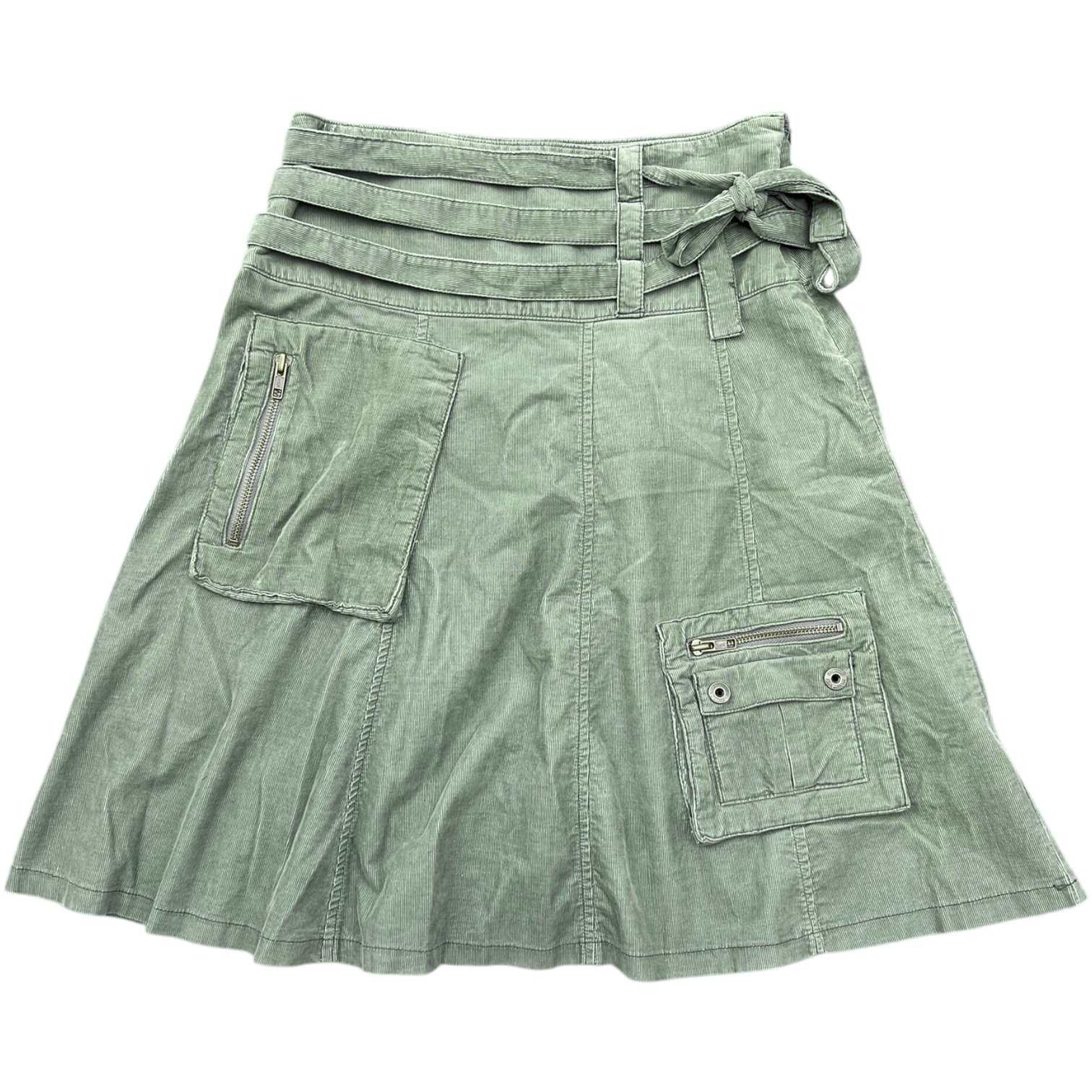 Y2K Vintage American Eagle Outfitters Cargo Corduroy Utility Belted Midi Skirt