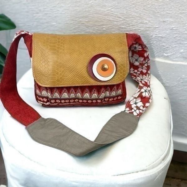 Sage & Harper Women's Multi Media Medium Crossbody Bag Red and Tan