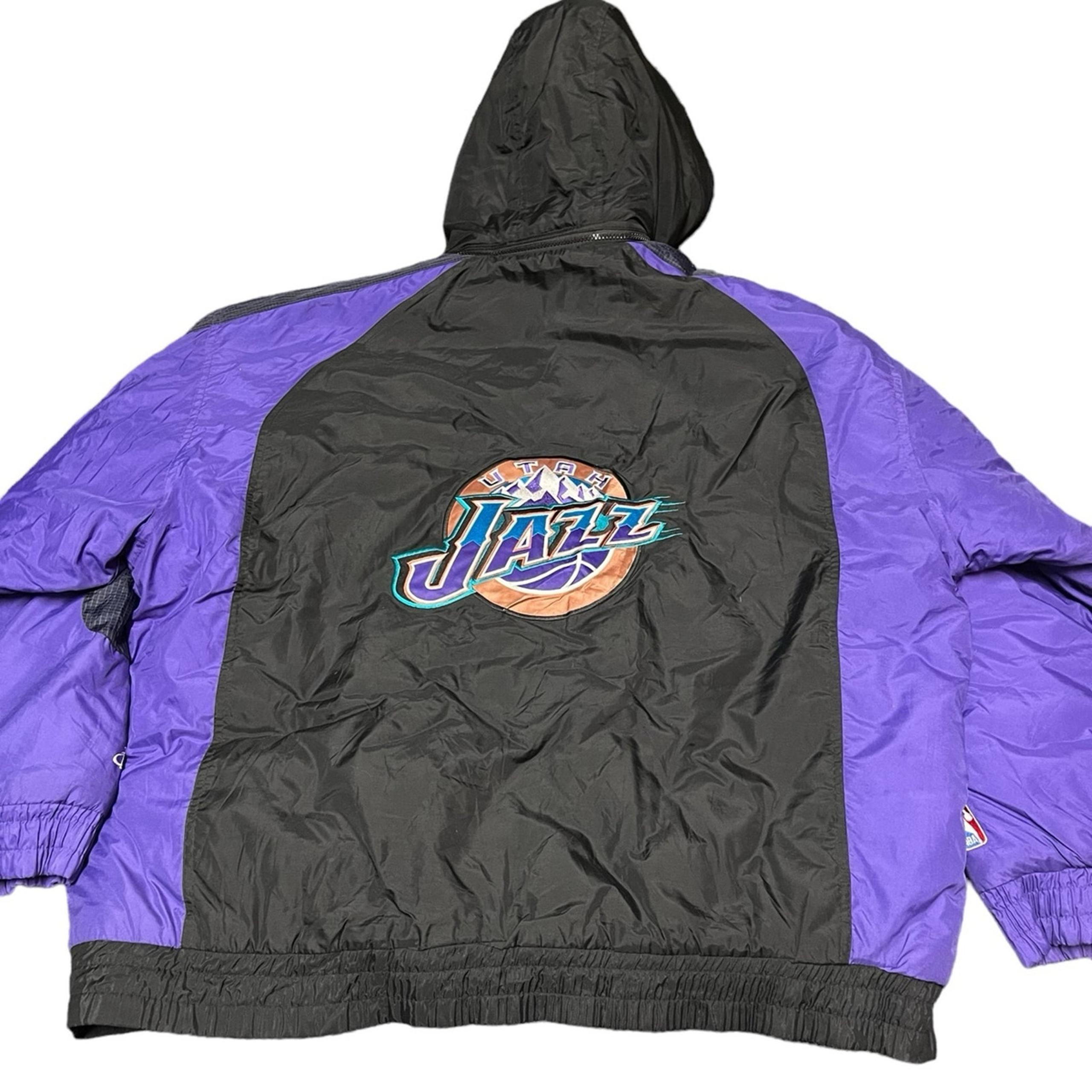 NBA Utah Jazz logo athletic Puffer Zip Up Jacket Men's 2XL Vintage Rare