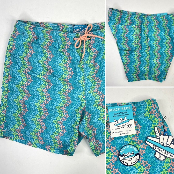 Doorbuster - Beach Bros Ombre Turtle Coral UPF Psychedelic Swim Suit Trunks XXL Mens New - Two-for-One:£35