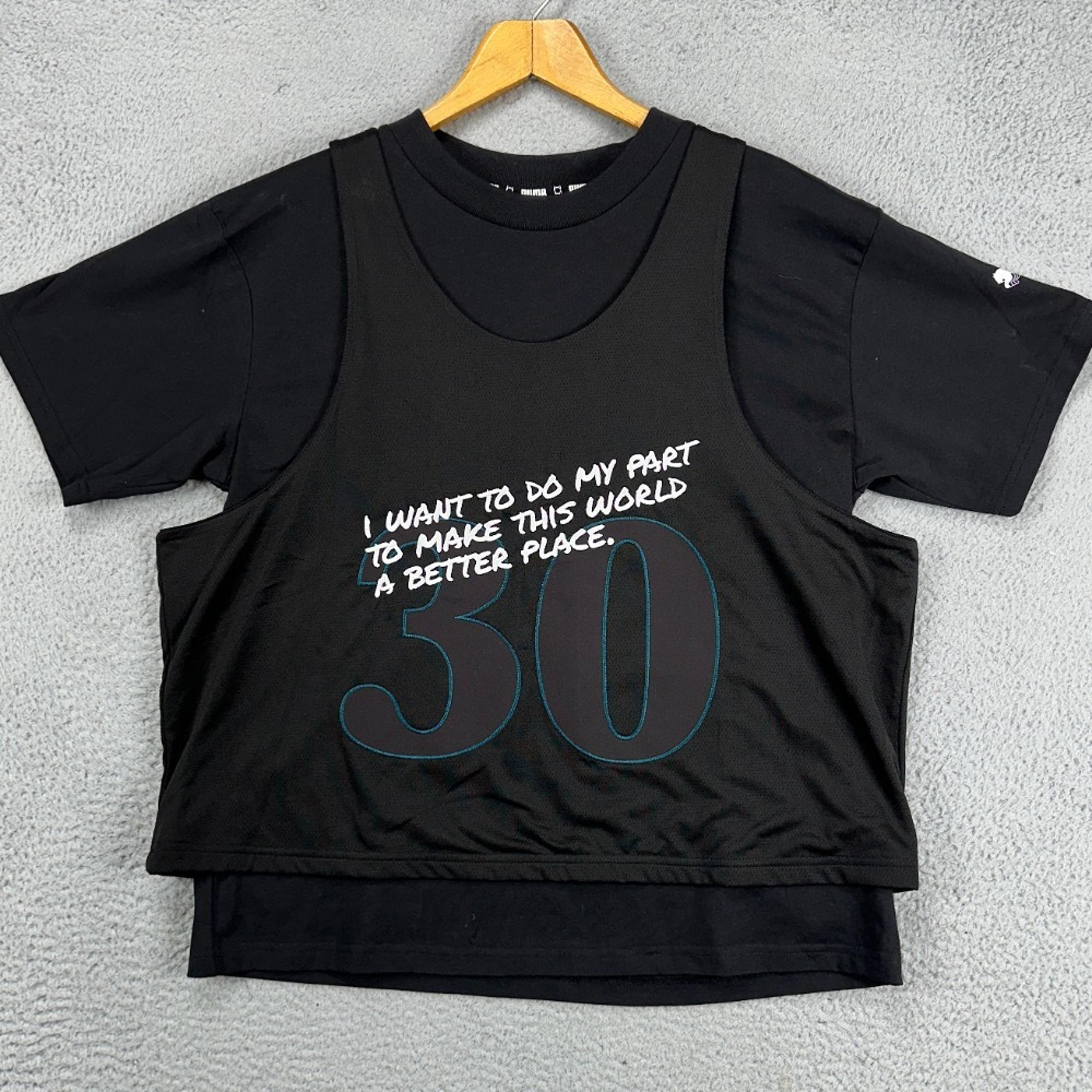 Puma x Reintroduce Jersey Tee Shirt Womens Small Black Activewear Ladies NEW