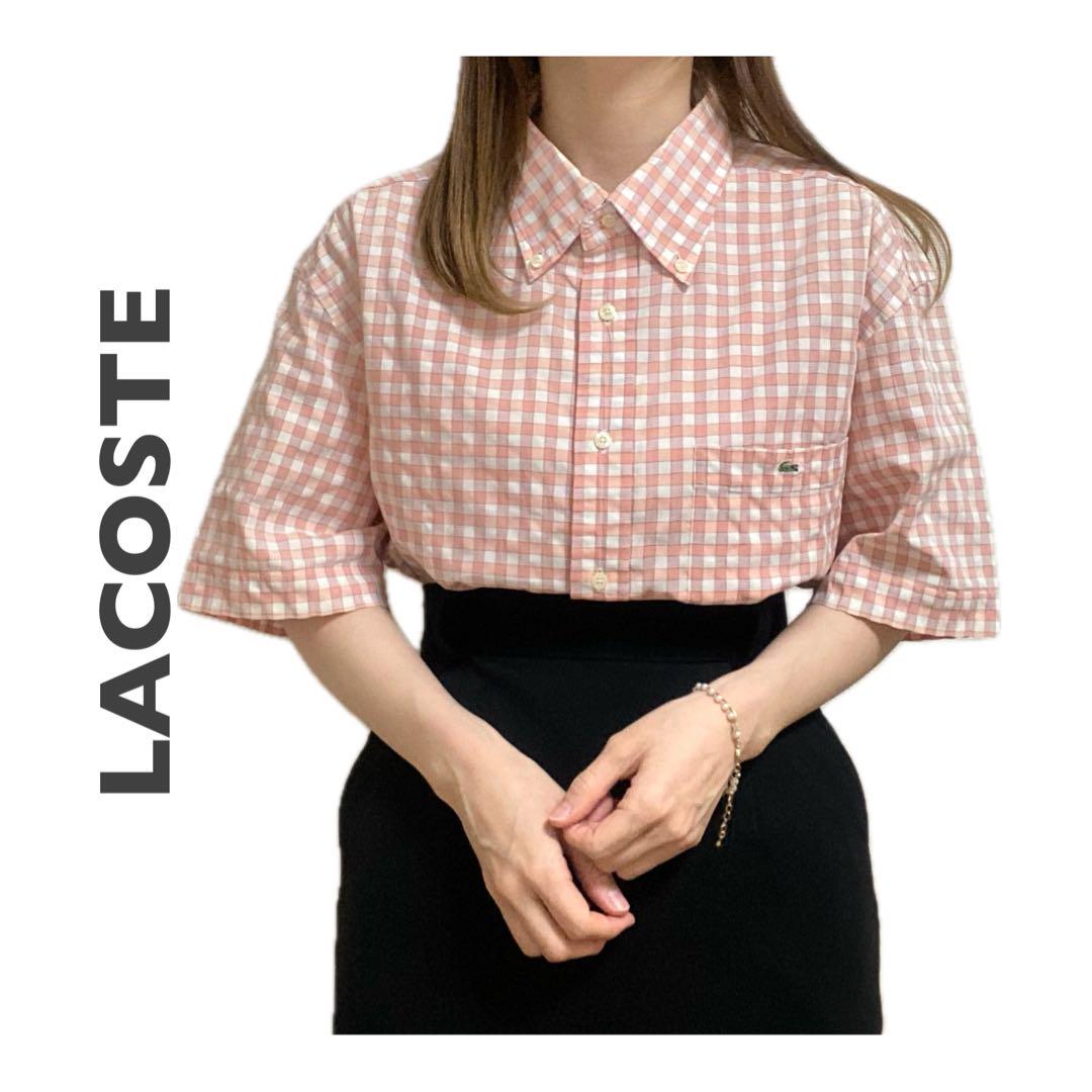 LACOSTE Check Cotton Shirt with One-Point Embroidered Logo