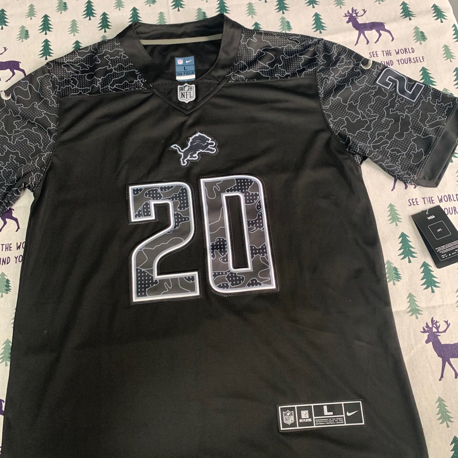 Men's Nike Barry Sanders Black Detroit Lions Jersey
