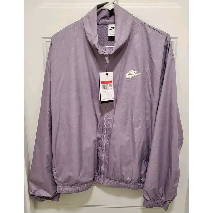 Nike Womens Large Purple Windbreaker Jacket All Over Print New
