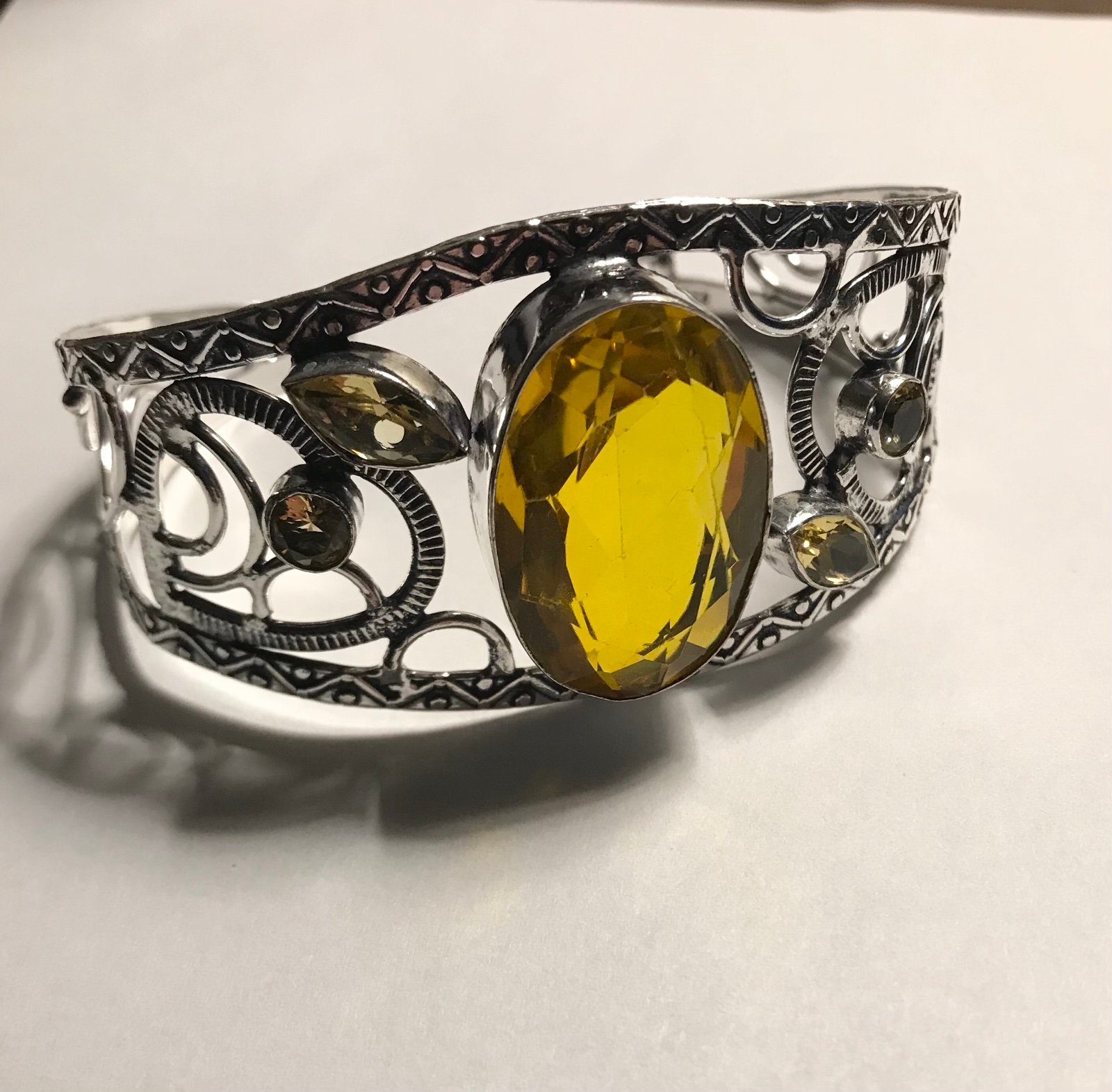 “SOLD” Citrine 925 Sterling Silver Cuff Bracelet