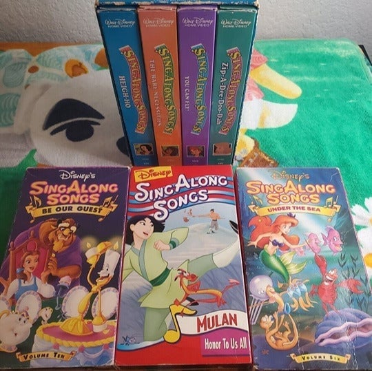 *Free Shipping* Vintage Disney Sing Along Songs VHS Lot of 7 (Boxed Set Plus 3)