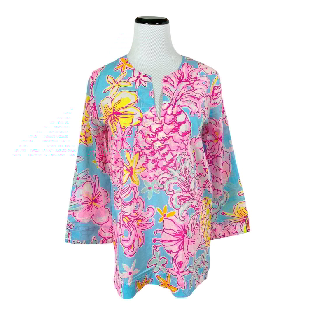 Lilly Pulitzer Amelia Island Tunic Top Lolita Breakwater Blue Sz S