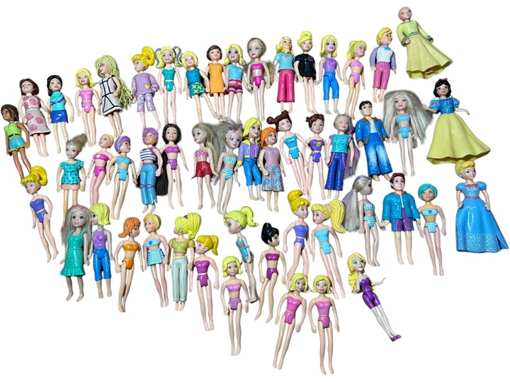 Huge Lot of Vintage Polly Pocket Dolls(51) Assorted Clothing, Accessories & Pets