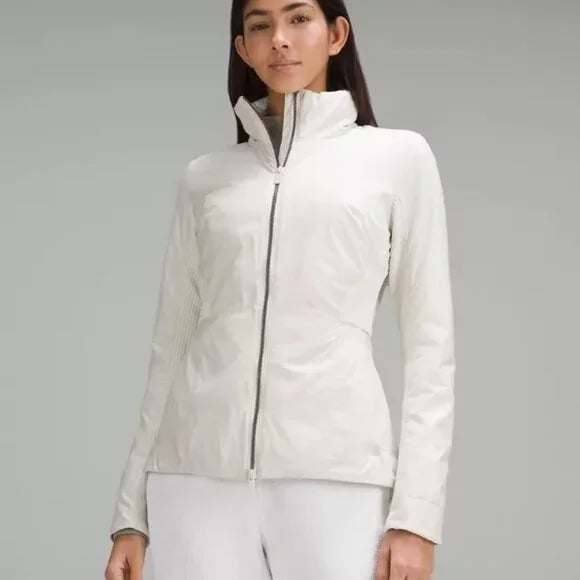 Lululemon Women's White SoftMatte Insulated Mid-Length Performance Jacket Sz 8
