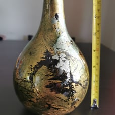 Handmade Antique Bronzed Pear Shape Ceramic Vase, 7 Tall