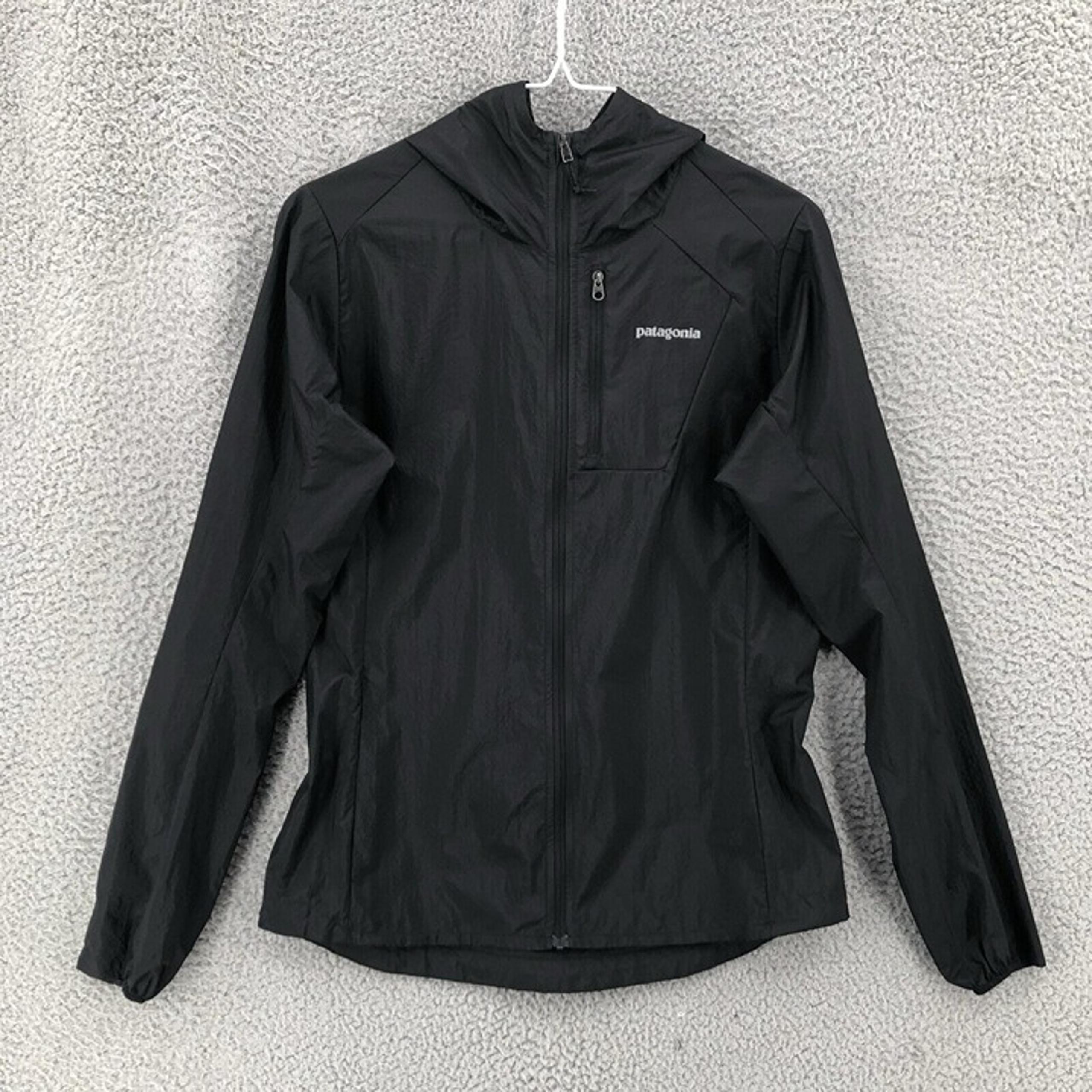 Patagonia Full Zip Windbreaker Jacket Lightweight Hooded Women Small Black 10206