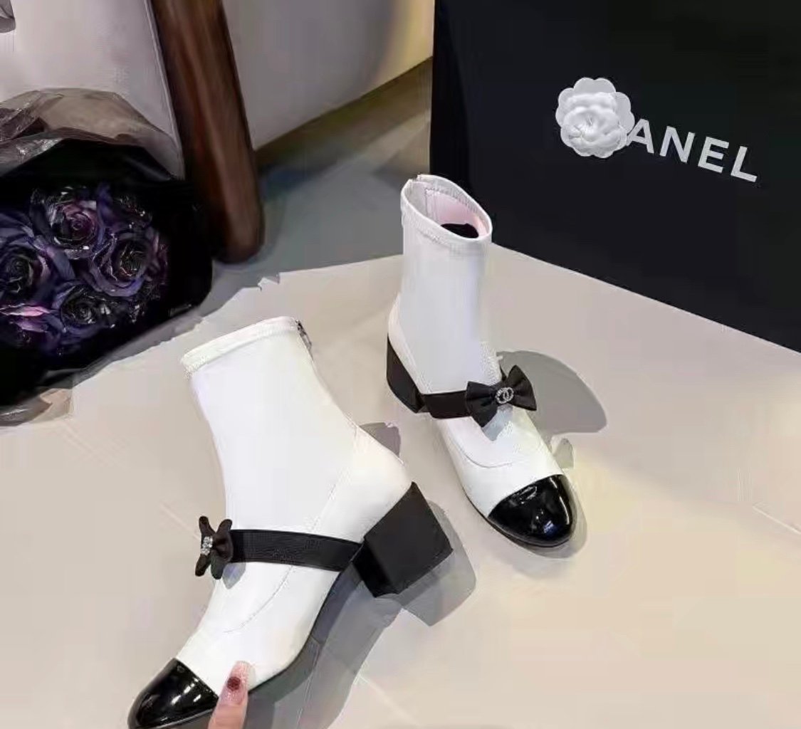 classic black and white boots