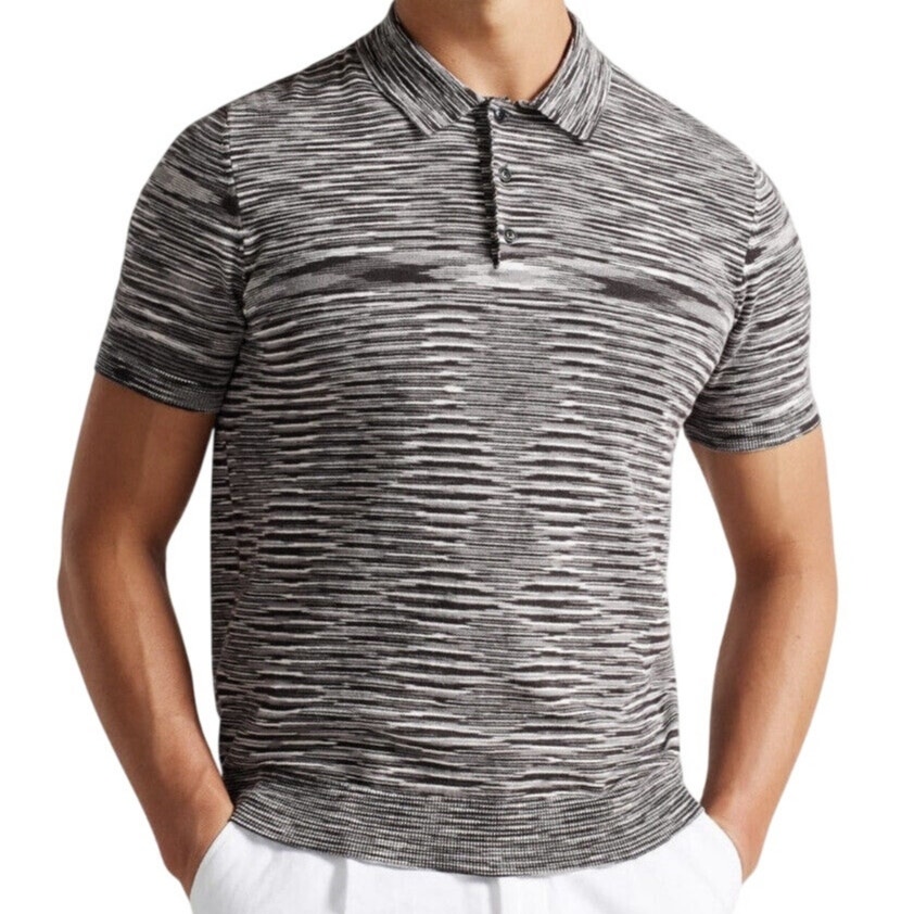 Ted Baker London MMK Pentle Men's Gray Stripped Polo Size 3 (US Medium) NWT