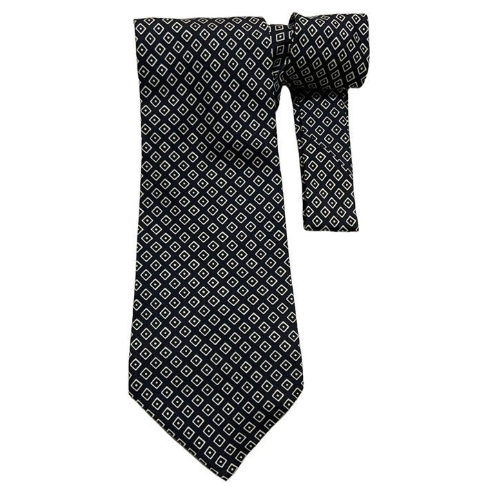 RALPH LAUREN PURPLE LABEL Black Geometric Silk Tie HANDMADE ITALY 60 / 4.5 EC