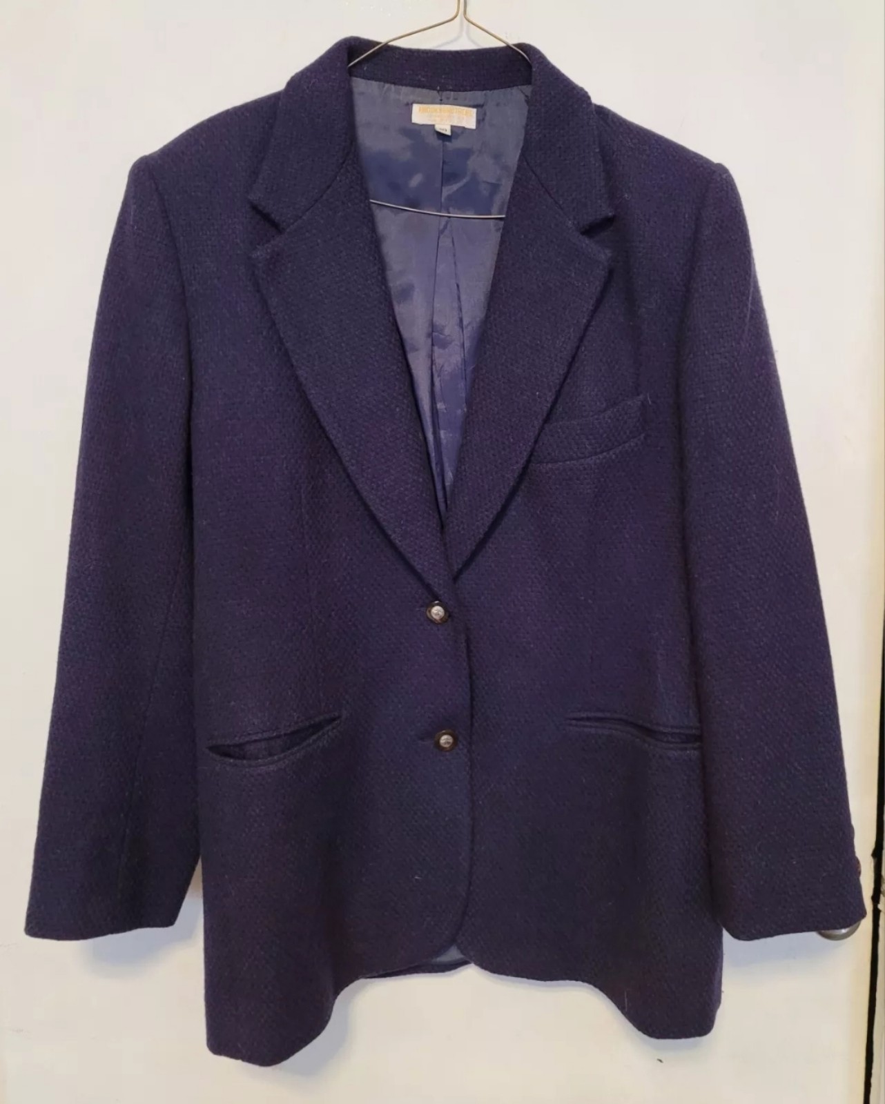 Vintage Brooks Brothers 100 % Wool Womens Blazer Navy Blue Size 10