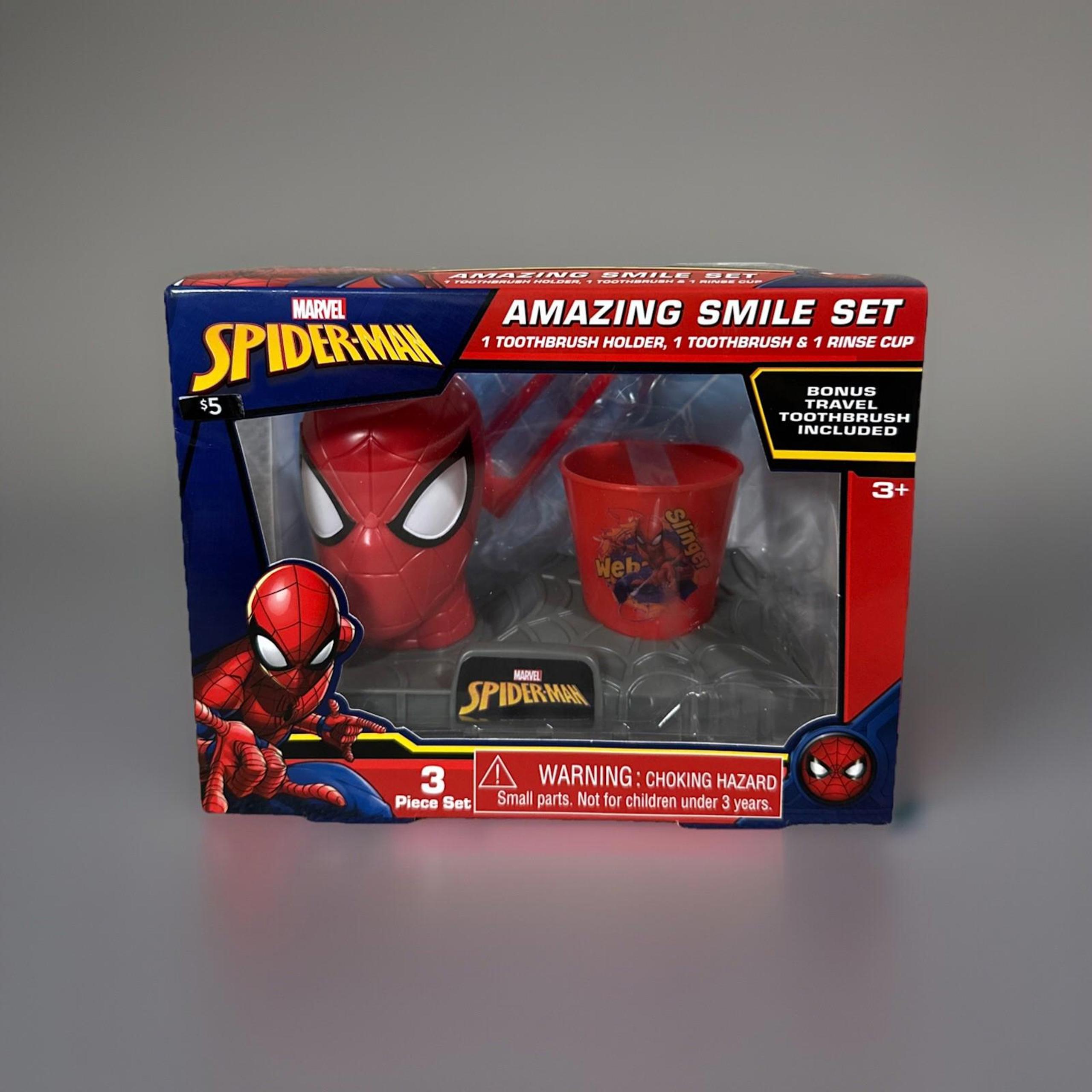 Spiderman Marvel Travel Toothbrush, Holder & Rinse Cup Amazing Smile New