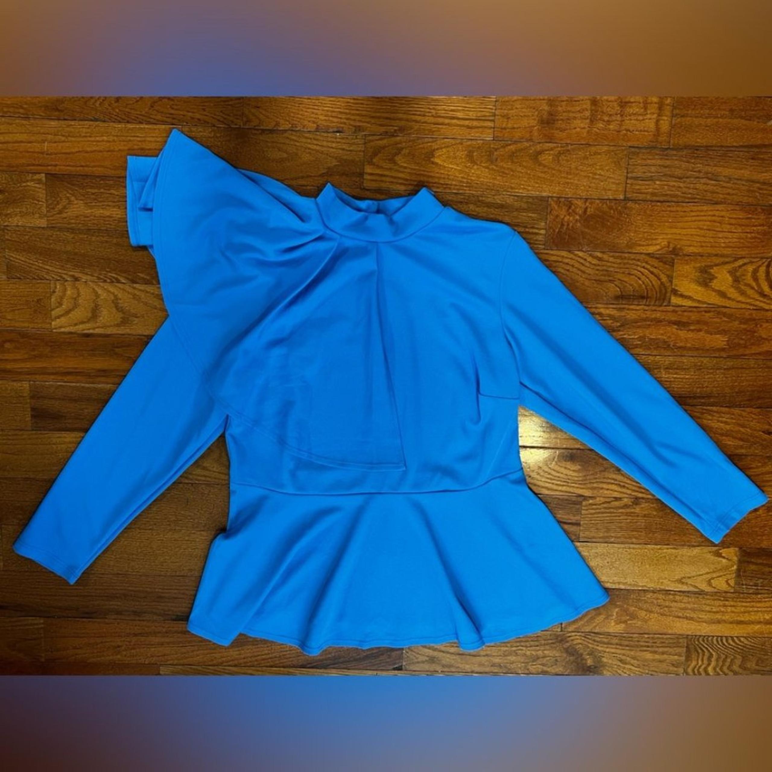 Ashley Stewart Blue Peplum Polyester Blouse Women's 22/24 NWT
