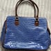 Samantha Brown Embossed Crocodile Print Blue Brown Weekender Briefcase Bag