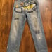 Akademiks Vintage Unseen Forces Front Print Baggy Jeans Distressed Size 34x32