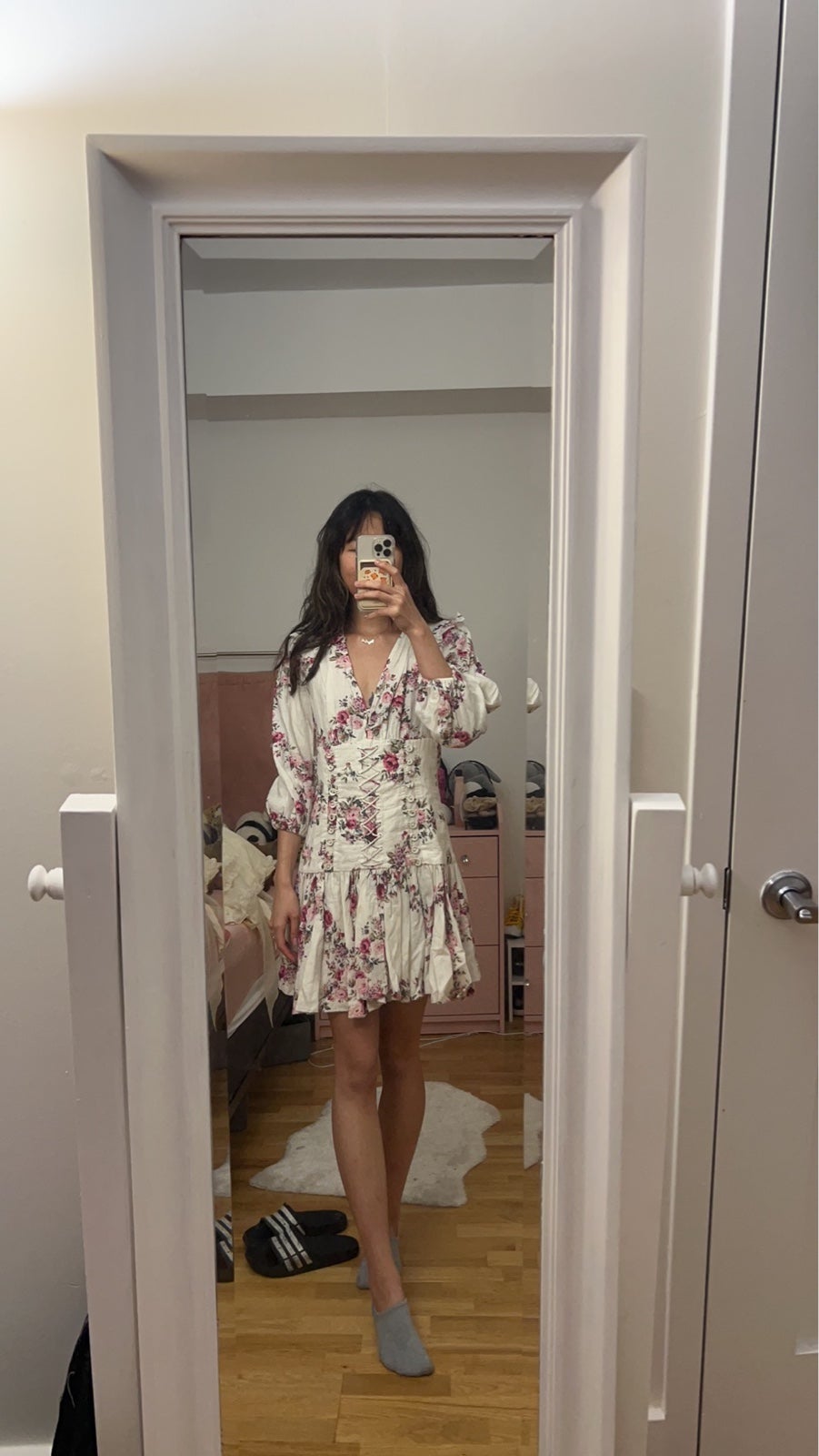 Zimmermann honor corset dress in floral cream