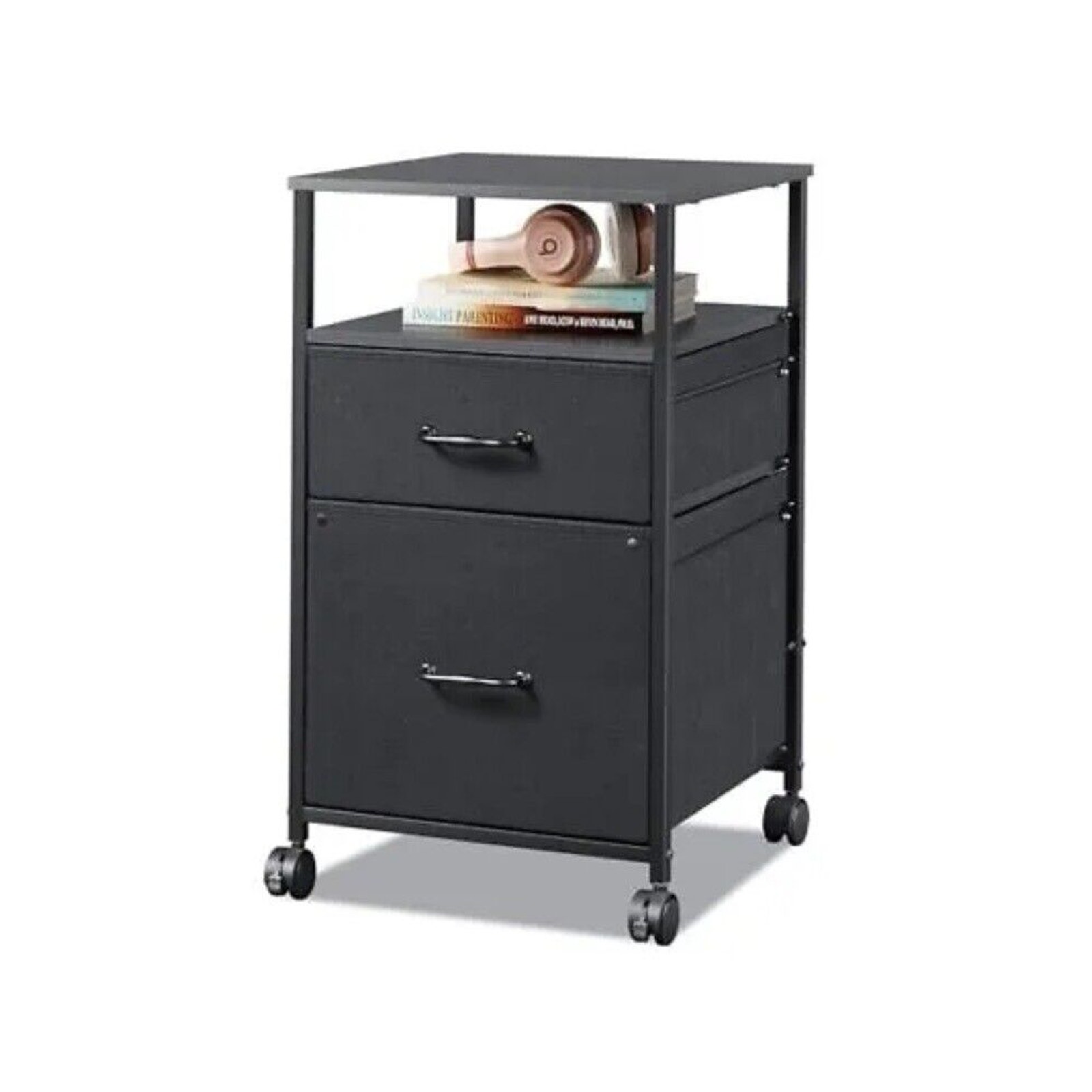 DEVAISE 2 Drawer Mobile File Cabinet Rolling Printer Stand with Open Storage ...