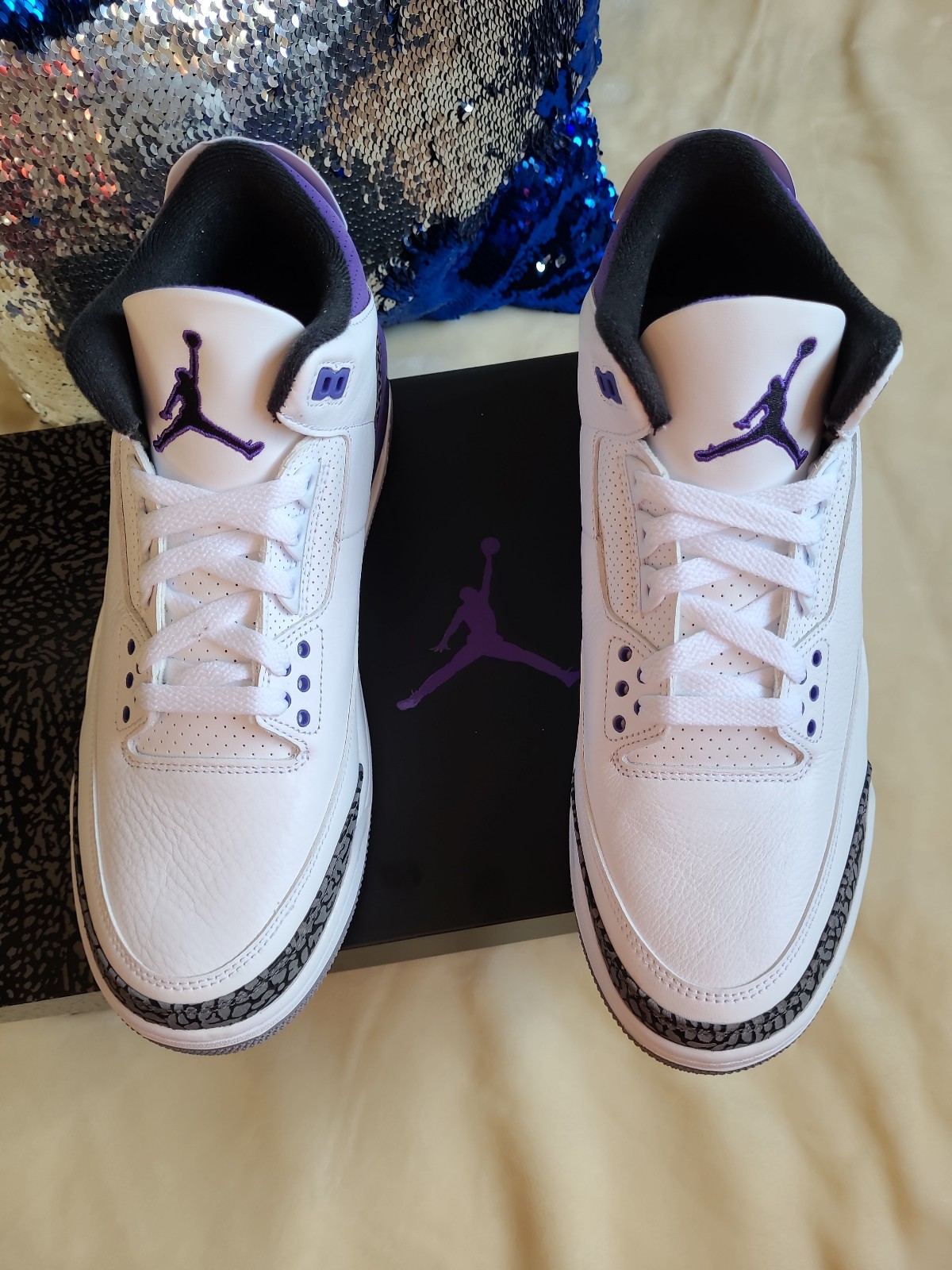 Air Jordan 3 Retro White/Black-Dark Iris size 12