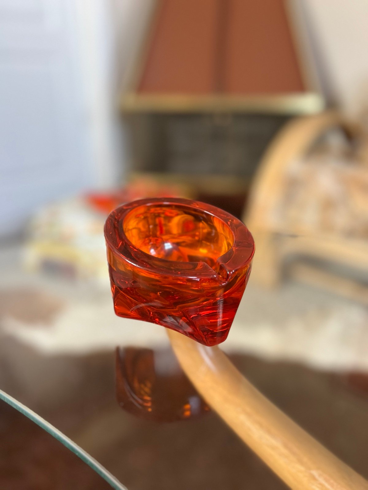 Vintage Mid Century Viking Persimmon Tripod Ashtray