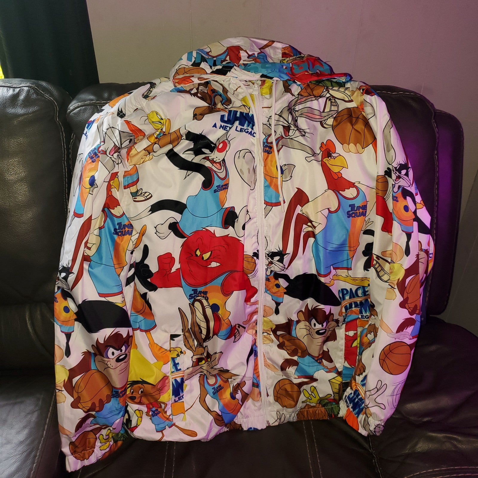 Members Only Space Jam 2 A New Legacy Wind Breaker Light Jacket Sz xl Tune Squad