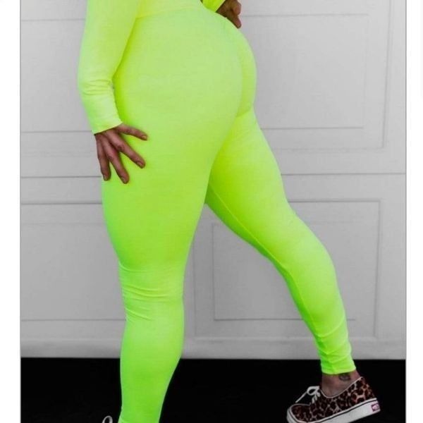 Celestial Bodiez High Waist Neon Tetra Camo Leggings in Yellow Size Small