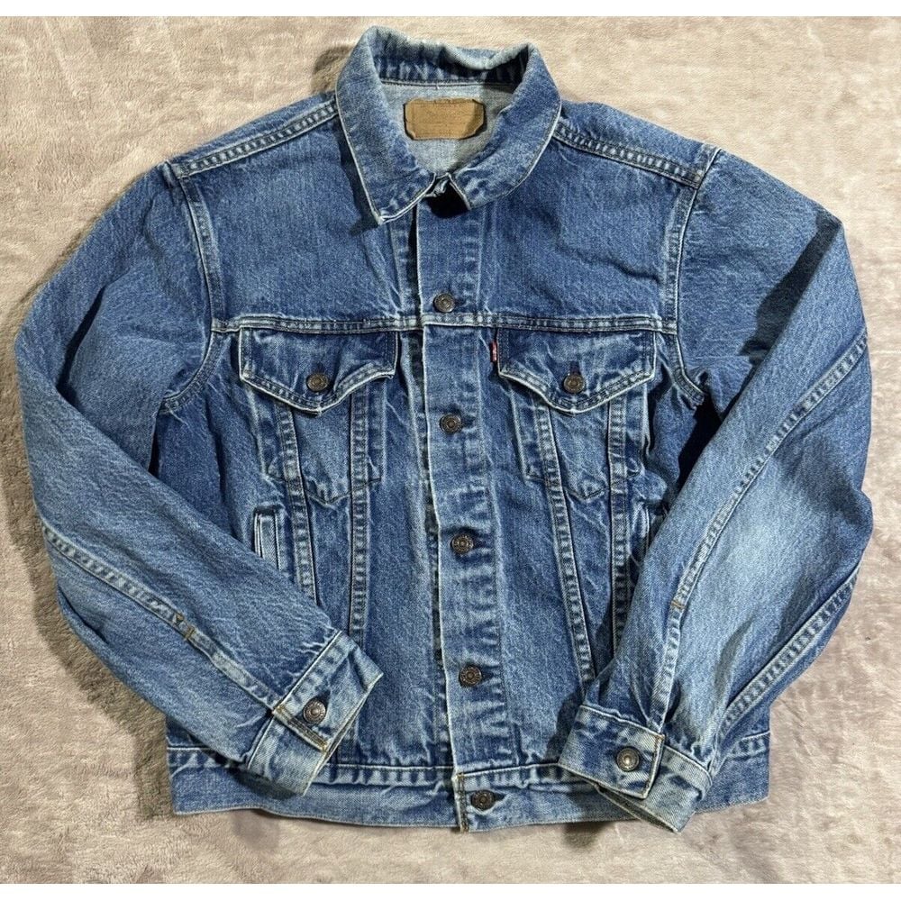 Levis Jacket Mens 50 Blue Jean Denim Trucker Type III 80s 70506 Size 42 VTG