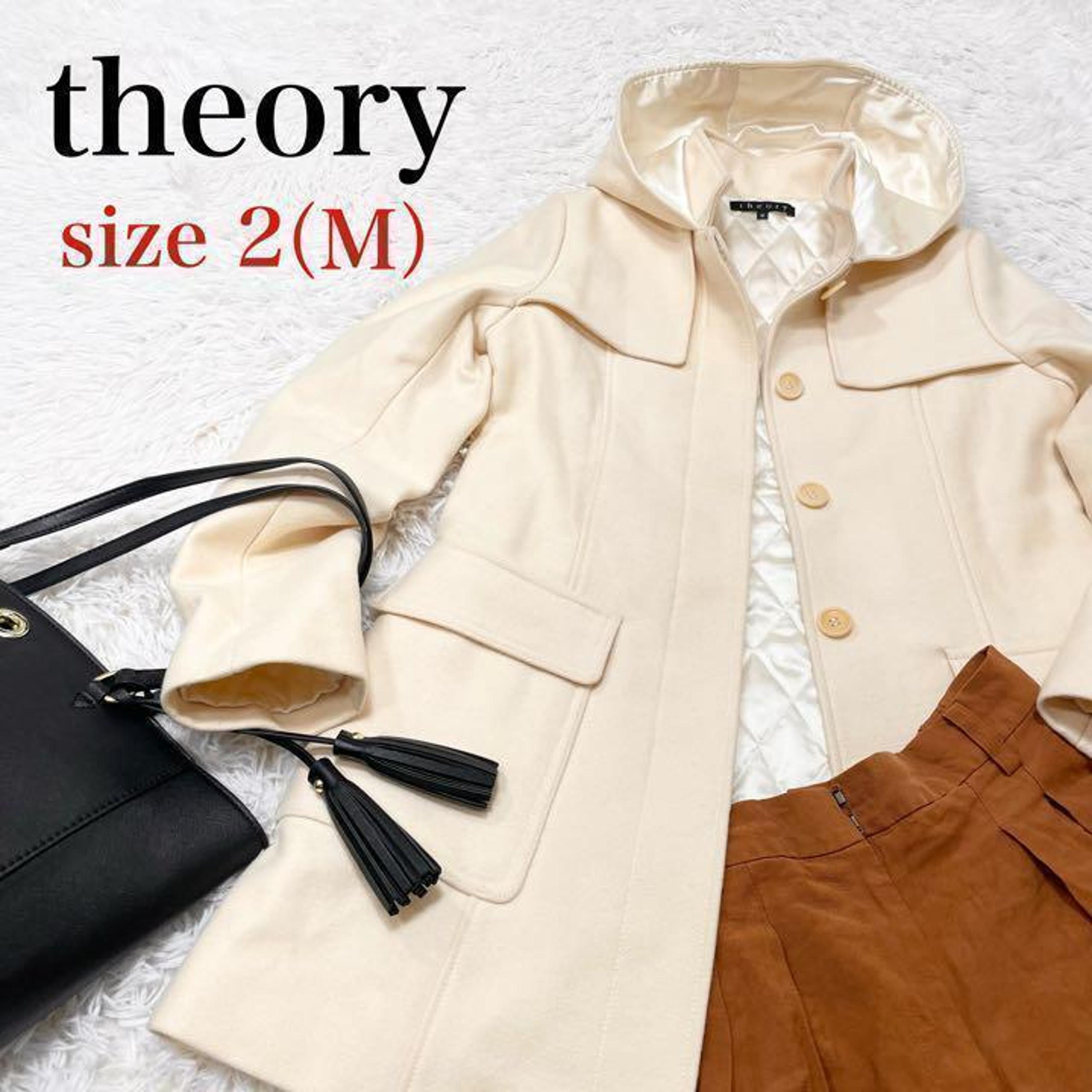 theory Women's Hooded Wool Material Long-like Coat Cream 2M