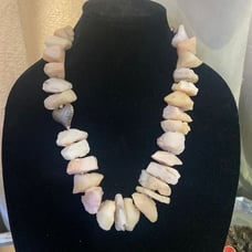 VINTAGE CHUNKY ROSE QUARTZ NECKLACE UNPOLISHED RAW STONE RUSTIC 925 Sterling