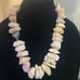 VINTAGE CHUNKY ROSE QUARTZ NECKLACE UNPOLISHED RAW STONE RUSTIC 925 Sterling