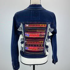 Adorned Crown Textile custom altered denim jacket Ibiza dreams size medium