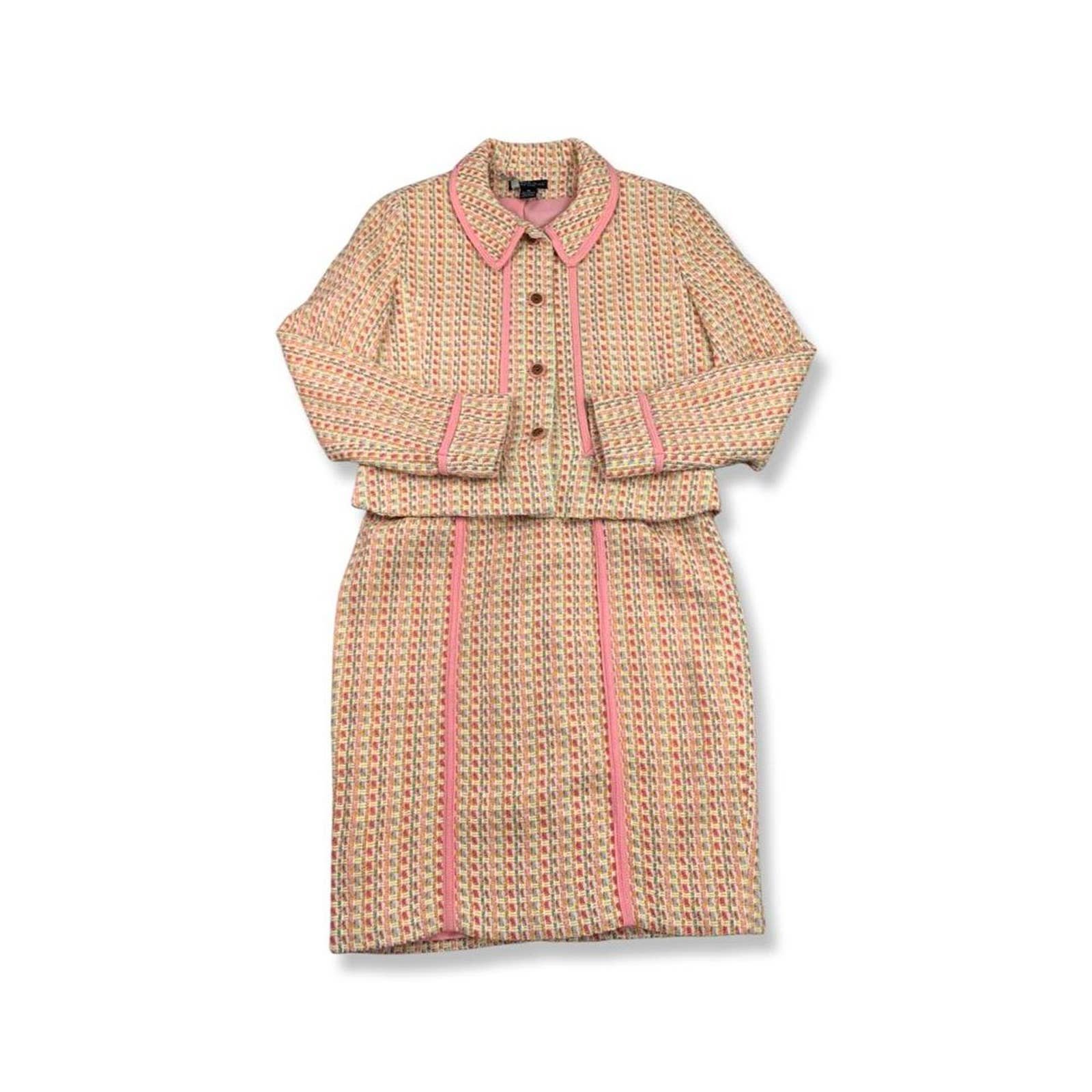 Vintage Y2K Tweed Pastel Skirt Suit