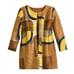 Chico's Abstract Print brown yellow black gray crinkled polyester cardigan