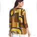 Chico's Abstract Print brown yellow black gray crinkled polyester cardigan