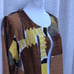 Chico's Abstract Print brown yellow black gray crinkled polyester cardigan