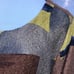 Chico's Abstract Print brown yellow black gray crinkled polyester cardigan