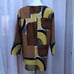 Chico's Abstract Print brown yellow black gray crinkled polyester cardigan