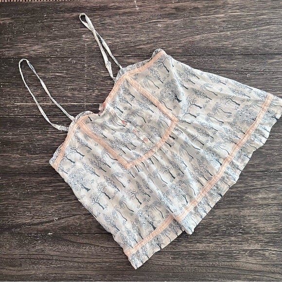 Princesse Woodland Camisole Blue Cotton with Pink Trim Size 2